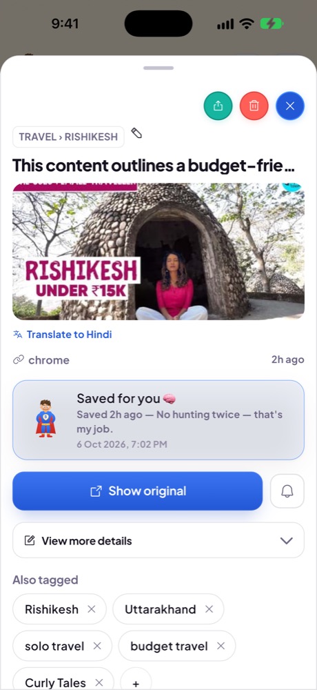 A saved Rishikesh trip on iPhone
